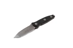 Microtech Socom Alpha Mini Fixed Blade Knife Black G10 Handle M390 Tanto Serrated Edge Stonewash Finish 114M-12AP