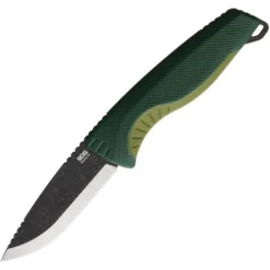 SOG Aegis FX Fixed Blade Knife Forest & Moss Green GRN/Rubber Handle CRYO 4116 Krupp Drop Point Plain Edge Black/Stonewash Finish SOG 17-41-02-41