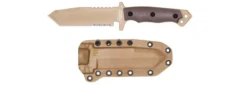Halfbreed Blades Medium Infantry Fixed Blade Knife Desert Earth G10 Handle K110 Tanto Partially Serrated Blade MIK-02DE