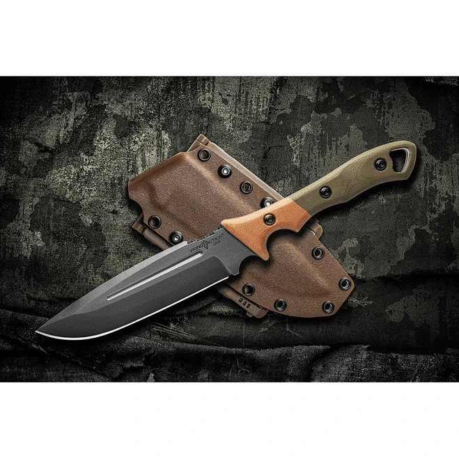 TOPS Viking Tactics Norseman Fixed Knife Green Tan Micarta Handle Plain Edge VTAC01 4 TOPS Viking Tactics Norseman Fixed Knife Green Tan Micarta Handle Plain Edge VTAC01 - Image 4