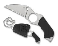 Spyderco Swick 6 Small Fixed Knife Black G10 Handle Serrated LC200N Blade FB14S6