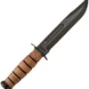 Ka Bar USMC Fighter Fixed Blade Knife Leather Handle Plain Carbon Steel Blade 1217