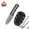 QSP Canary Fixed Blade Knife Copper Foil Carbon Fiber Handle Damascus Plain Edge QS141-F