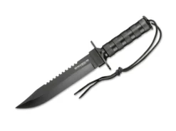 Boker Survivalist Fixed Blade Knife Black Aluminum Handle 440A Plain Black Blade 02MB935