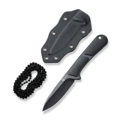 Civivi Mini Elementum Fixed Blade Knife Black G10 Handle Nitro-V Drop Point Plain Black Blade C23010-1