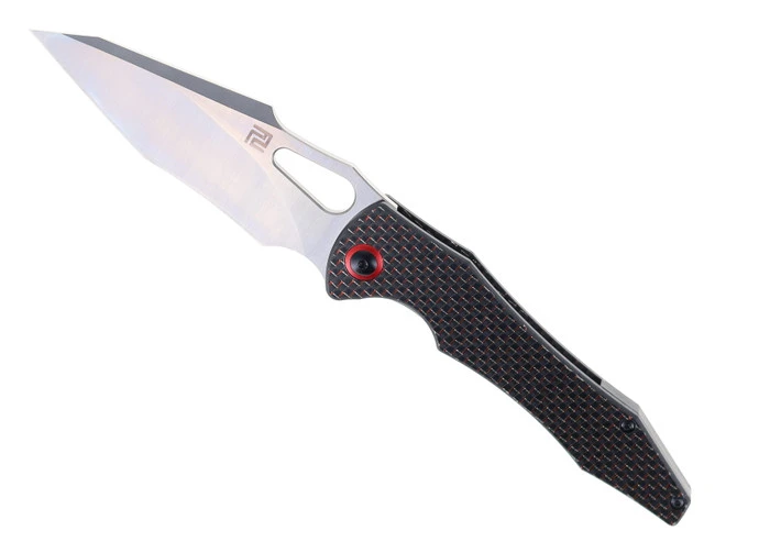 WMK Exclusive Artisan Cutlery Great White Folding Knife Black & Red Carbon Fiber Satin Blade 1841P-BRC 1 WMK Exclusive Artisan Cutlery Great White Folding Knife Black & Red Carbon Fiber Satin Blade 1841P-BRC