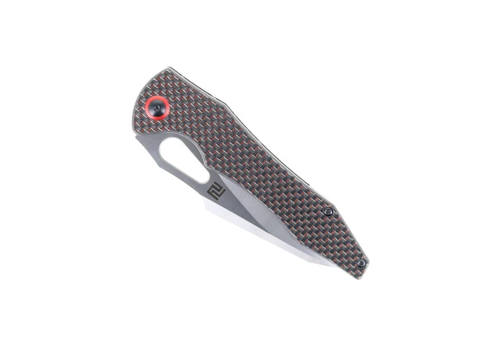 WMK Exclusive Artisan Cutlery Great White Folding Knife Black & Red Carbon Fiber Satin Blade 1841P-BRC 5 WMK Exclusive Artisan Cutlery Great White Folding Knife Black & Red Carbon Fiber Satin Blade 1841P-BRC - Image 5