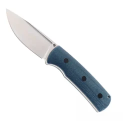 Petrified Fish Beluga Fixed Blade Knife Blue Micarta Handle N690 Plain Edge Satin Finish P01F-BMS