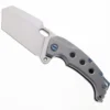 PMP Titano Folding Knife Grey W/ Blue Clip And BackspacerTitanium Handle Flipper Overbuilt Pocket Knife M390 Blade Steel
