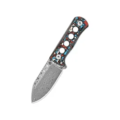 QSP Canary Fixed Blade Knife Black/Blue/Red Carbon Fiber Handle Laminated Damascus Blade Plain Edge QS141-J