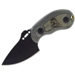TOPS Wolf Pup Fixed Knife Black Carbon Steel Blade Plain Edge Micarta Handle