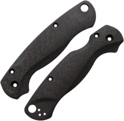 Flytanium PM2 Lotus Knife Scales For Spyderco Paramilitary Black Weave Carbon Fiber Body FLY-804