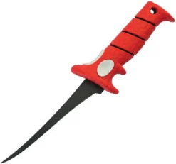 Bubba Blade Whiffie Tapered Flex Fillet Fixed Blade Knife Red TPR Handle Black Titanium Coated High Carbon Blade 1085876